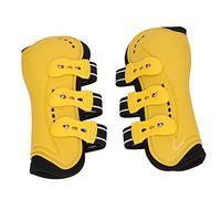 Phefop 2 Protectores para Tendones de Caballo, Amarillos, Ajustables, Transpirables, de Carcasa Dura, Protectores para Patas Delanteras, Suministros Equinos para Entrenamiento, Salto y (L)