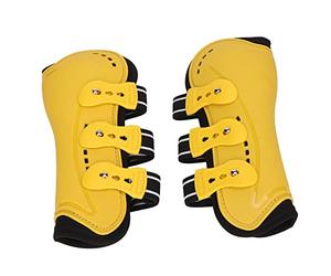 Phefop 2 Protectores para Tendones de Caballo, Amarillos, Ajustables, Transpirables, de Carcasa Dura, Protectores para Patas Delanteras, Suministros Equinos para Entrenamiento, Salto y (L)
