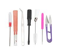 Phefop 7 Herramientas de Limpieza para Máquinas de Coser, Herramientas de Limpieza de Costura de Acero Inoxidable, Kit de Reparación de Máquinas de Coser con Cepillo de Doble Extremo