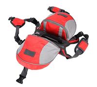 Phefop Bolsa para Silla de Montar para Perros, Mochila de Viaje Ajustable para Perros, Mochila de Malla Transpirable para con Tiras Reflectantes y Bolsillos Laterales para Servicio de (Rojo)