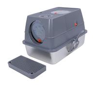 Phefop Caja de de Gato Extra Grande Box de Acero Inoxidable Caja de de Gato Flip Tapa Superior Diseño de Entrada de Entrada Prevención de Salpicaduras Altas Paredes 60 X 40 X 15 Cm con (Gris Oscuro)