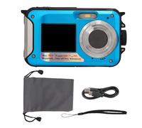Phefop Cámara Digital Subacuática Full HD 2.7K 48MP, 10 Pies Impermeable Al Agua, Pantallas Duales Delanteras y Traseras, Zoom 16X, Graba Mientras Se Carga, Micrófono Incorporado para (Blue)