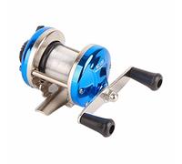 Phefop Carrete de Pesca Giratorio, Carrete de Pesca Al Curricán de Viento a Nivel de Tambor ABS con Señuelo de Línea, de Hilo de Compacto de 9 X 7 Cm 95 G para Pescadores, Barco, en Lago y Río (Blue)