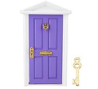 Phefop Casa de Muñecas Puerta Puntiaguda, 1: 12 Puerta de Madera para el Hogar Miniaturas de Hadas de Navidad para Cuentos Educación Aprendizaje Juguete Imaginar Dormitorio Artesanía (Violeta)