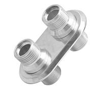 Phefop Conector de A/C de 2 Puertos, Cuerpo de Aluminio 6061-T6 Billet con Acabado Pulido de Alto Brillio para, Hot Rod, GM Performance Vehicles (SILVER)