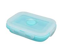 Phefop Contenedor Plegable de Silicona para Almacenamiento de Alimentos, Apto para Microondas, Portátil para Preparación de Comidas y Sobras (BLUE)