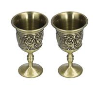 Phefop Copa de Metal con Patrón de Crisantemo, Estilo Corte Vintage | Construcción de Metal Resistente, Boca Pulida Suave, Tamaño Pequeño y Portátil para Viajes, Adecuado para Vino o té.