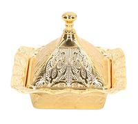 Phefop Cuenco para Servir Dulces de Oro Turco, Tarro Decorativo con Tapa, Hecho a Mano, de Latón, Azúcar, Chocolate, Caramelo, Plato para Servir para Adorno de Escritorio