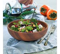 Phefop Ensaladera de Madera, Frutero Pulido con Hermoso Patrón, Diseño Duradero para Sushi y Ensalada, Ideal para Uso Doméstico y Restaurante (12 * 3,5 cm)