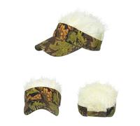 Phefop Gorra de Béisbol de Peluca, Material de Poliéster, Diseño Divertido con Ajuste Ajustable para Actividades Al Aire Libre y Hombres Calvos (Negro y café)