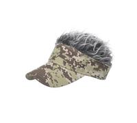 Phefop Gorra de Béisbol de Peluca, Material de Poliéster, Diseño Divertido con Ajuste Ajustable para Actividades Al Aire Libre y Hombres Calvos (Camuflaje gris y gris)