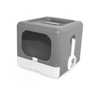 Phefop Gran Espacio Interno, Doble Entrada y Salida, Caja de de Gato Pedal Caída con un Diseño Cajón Extracción para Gatos hasta 16.5 Libras, Totalmente Cerrado, Fácil Limpiar, Portátil (Grey)