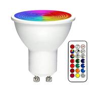 Phefop GU10, RGBW Color Changing LED Spotlight con Control Remoto, 16 Colores RGB, 6000k de Luz de Día, Flash y Modo de Desvanecimiento, Función de Memoria y Temporizador, Aplicaciones (frío)