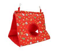 Phefop Hamaca para Loros, Cama para Pájaros con Patrón de Piña Amarilla de Poliéster Triangular para Pájaros y Loros, Nido para Todas Las Estaciones (Navidad roja)