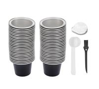 Phefop Juego de 50 Tapas de Sellado de Papel de Aluminio y Cápsulas de café de 15 Ml con Cuchara y Cepillo, Tapas a Prueba de Calor para un Ajuste Preciso Fresco, No Necesita (BLACK)