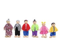 Phefop Juego de Juguetes de Personas en Miniatura Muñecas Familiares Interactivas para Niños 1 a 7 Años Hecho Material Pino (6 títeres japoneses y Coreanos)