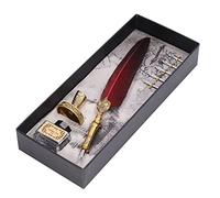 Phefop Juego de Pluma Estilográfica, Pluma de Caligrafía Hecha a Mano con Puntas de Acero Inoxidable, 5 Puntas y Soporte para Bolígrafo, Juego de Escritura Vintage para Artistas, Profesores, (Color