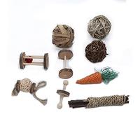 Phefop Juguete de conejo de madera seguro Molar Combo Set para dientes sanos para hámsters y cobayas