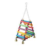 Phefop Juguetes de Columpio para Loros, Perca de Madera Triangular Colorida, Accesorios para Masticar Pájaros para Periquitos, Escalera de Escalada para Pájaros Pequeños