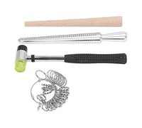 Phefop Kit de Mandril Medidor de Anillos Juego de Anillos de Aluminio Herramienta de Medición de Dedos con Mandril de Madera y Martillo de Goma 4 Estándares de Tamaño para Principiantes en la
