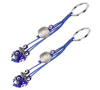 Phefop Llavero Azul de Mal de Ojo, Aleación con Amuleto de Buena Suerte, Ideal para Llaves de Coche y Bolsos, 2 uds.