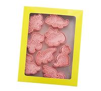Phefop Mini Cortador de Moldes de Galletas de Dinosaurio de 8 Piezas, Kit de Horno de Animales, Postres Decorados, Galletas con Patrones de Dinosaurios para Elaborar, Jugar