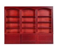 Phefop Mini Estantería para Libros, Casa de Muñecas de Madera 1:12, Gabinete Europeo, Casa de Muñecas, Librería San Lian para Exhibir Niños, Hogar, Dormitorio, Oficina, Sala de Estar, (Rojo marrón)