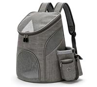 Phefop Mochila Transportadora para Gatos, Mochila de Malla Transpirable para Mascotas con Bolsillo para Refrigerios, Transportador Plegable de Gran Espacio con Manos Libres para Gatos Pequeños, (GRAY)