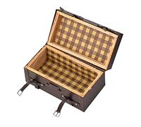 Phefop Página de inicio Muñecas Vintage PU Leather Ornament Maleta Ornament for Children Decoration of the Doll House Simulation of Wood 1:12 Escala
