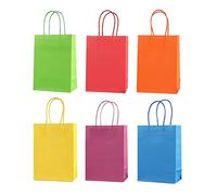 Phefop Paquete de 24 Bolsas de Papel Kraft con Asas, Bolsas de Regalos a Granel de Colores Surtidos para Golosinas, Fiestas, Dulces, Devolución, Personalización de Bricolaje Navideño,