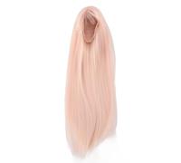 Phefop Peluca Larga y Recta para Muñeca, Pelo Sintético con Cuero Cabelludo Simulado y Seda de Alta Temperatura, para Muñecas Escala 1/4 de 18,5 a 21 Cm de Circunferencia de la Cabeza (PINK)