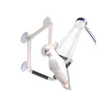 Phefop Percha para Ducha de Pájaros, Soporte de Pared Portátil para Ventana con 4 Ventosas para Periquitos, Cacatúas, Grises Africanos, Bañándose y Tomando el Sol