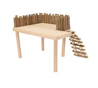 Phefop Plataforma de Madera para Hámster, Juguete de Escalada de Troncos con Puente de Valla, Parque Infantil de Actividades de Dos Niveles para Mascotas Pequeñas