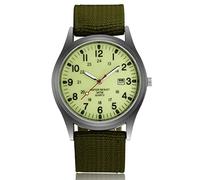 Phefop Reloj de Cuarzo Luminoso para Hombre, Reloj Informal con Cinturón de Nailon Tejido Apto para Negocios Ocio Aleación Vidrio Mineral (Verde Luminoso)