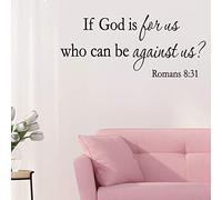 Phefop Si Dios Es para Nosotros, Adhesivo de Pared, Material de PVC, Calcomanía Artística Extraíble para Dormitorio y Sala de Estar, Cita Cristiana Inspiradora de 60cm X 27cm