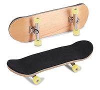 Phefop Skateboard de Dedo, Mini Patineta de Madera con Amortiguador PU, Juguete Inquieto de Alivio del Estrés para la Oficina y el Estudio, el Juguete de Escritorio Coleccionable para (Yellow)