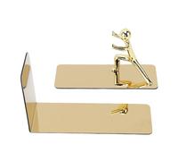 Phefop Sujetalibros Man de Acero Inoxidable Dorado, Soportes Decorativos únicos para Libros para Sala de Estar, Oficina, 18,5x7x10cm, 2 uds.