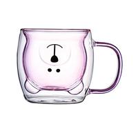 Phefop Taza de café de Vidrio de Doble Pared con Asa, Taza para Beber con Lindo Oso de Borosilicato, de 201 a 300 Ml, 8,5 X 9 Cm, Resistente Al Calor y Al Frío de 4 a 266 ℉ para el Hogar, la (#3)