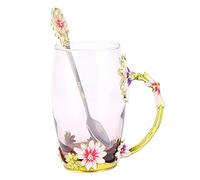 Phefop Tazas de té Cuchara Regalos de Cumpleaños para Mujeres Abuela Novia Esposa Día de la Madre Regalos para mamá Navidad Cumpleaños Aniversario de Boda para mamá Taza de café de Vidrio Esmaltado