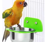 Phefop Tazas Duraderas de Alimentación de Agua de Agua de Metal, Fácil de Limpiar, Evita el Crecimiento Bacteriano, Adecuado para Todos los Animales, Inclinables o Independientes (Poco Verde)