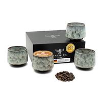 Pheniox | Juego de tazas de capuchino Tibet Light Green | 4 piezas | 180 ml | tazas de gres de alta calidad | sin asa | lavavajillas | café | café | café | café | café | café | café | moca | regalo