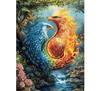 Phénix Bleu et Rouge Dans Les flammes Rompecabezas 300 Piezas Cartón Resistente para Mayores Mitos fantásticos Reunión Familiar Juegos Desarrollo Lógica Detalle San Valentín Calidad 300 PCS