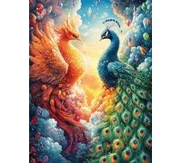Phénix et Paon Dans le Jardin Rompecabezas 500 Piezas Cartón Grueso para Coleccionistas Mitos Cuento de Hadas Noches De Cita Mejora Concentración Ocio En Casa Regalo Reyes Magos 500 PCS