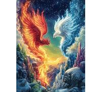 Phénix Rouge et Blanc Dans Les flammes Rompecabezas 500 Piezas Cartón Grueso para Mayores Animal Planta Noches Juegos Familiares Estimulación Mental Regalo San Valentín 500 PCS