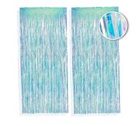 PHENO FLAGS Cortina de flecos metálicos neón brillante 2 piezas, 1x2,5 m - decoración brillante para Año Nuevo con un aspecto metálico reluciente, guirnalda de flecos metálicos para tu fiesta