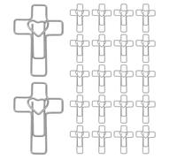 PHENOFICE 100 Clips de Papel con Forma de Cruz: Clips de Papel con Forma de Corazón, Suministros para Diario Cristiano, Abrazaderas de Metal, para Estudio Bíblico, Oficina, Documentos, Notas,