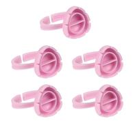 PHENOFICE 100 Piezas de Copas de Anillo para Extensiones de Pestañas, Soporte de Pegamento de Plástico Rosa, Herramienta Práctica y Fácil para Maquillaje Profesional