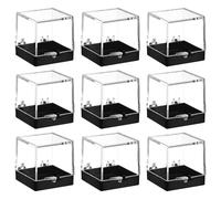 PHENOFICE 12 piezas Caja Expositora Transparente para Minerales Unidades Caja Cuadrada de Plástico Resistente Estuche para Exhibir Muestras Vitrinas Coleccionables Diseño y Duradero Base