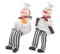 PHENOFICE 2 Piezas de Figuras de Resina de Chef Pequeño para Decoración de Cocina y Hogar, Ligeras Alto Valor Coleccionable, Estilo Rural y Detallado