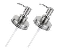 PHENOFICE 2piezas Dispensador de Jabón con Tapa de Acero Inoxidable Bomba Loción Duradera para Baño y Cocina Accesorios Baño sin Taladro Repuesto para Tarros Mason Jar